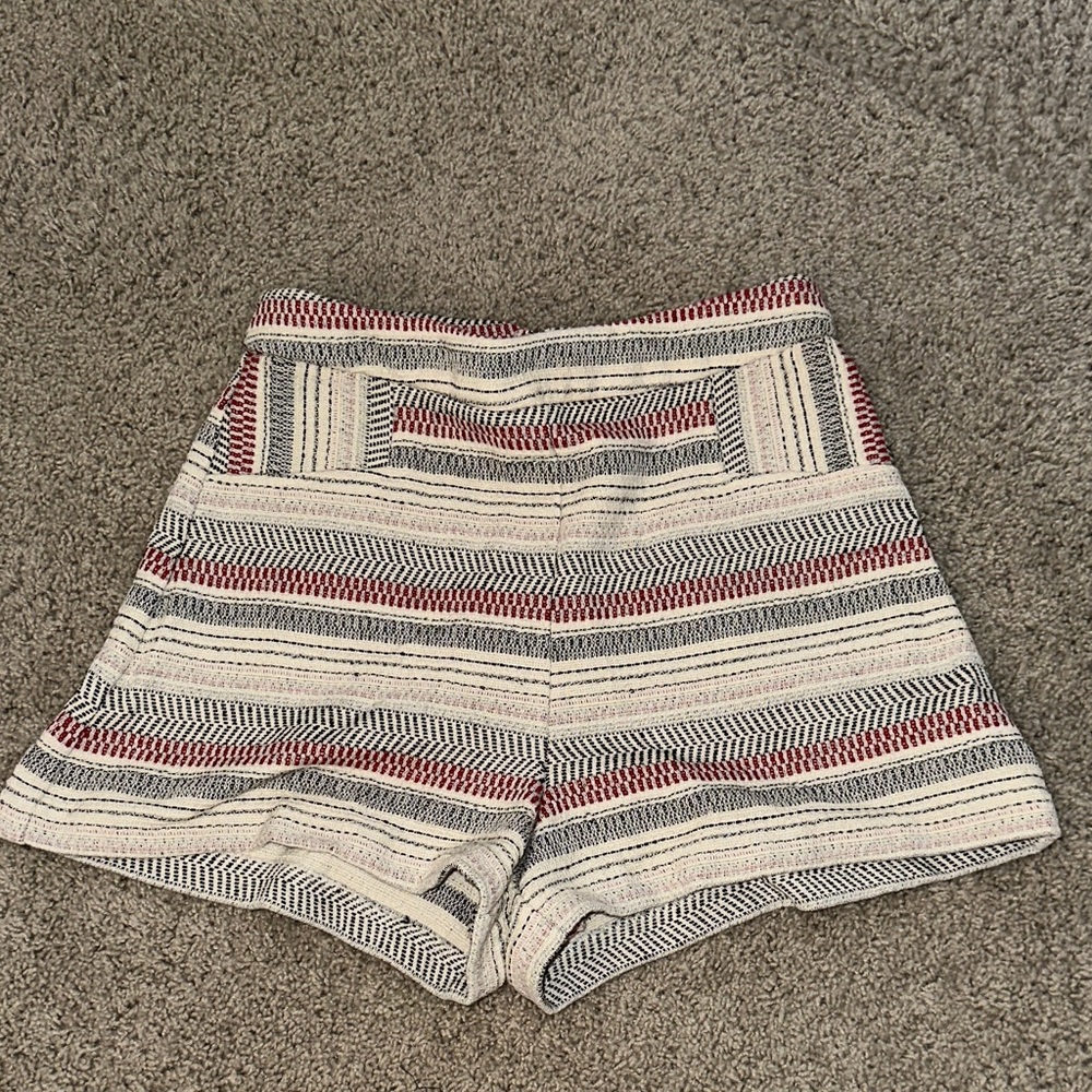 BCBGeneration High Waist Striped Shorts - Red, Blue, Cream